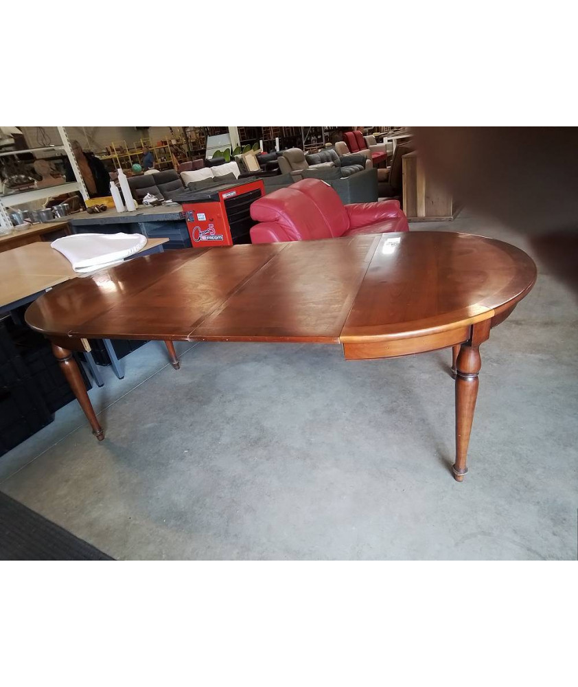 TABLE RONDE EXTENSIBLE STYLE LOUIS PHILIPPE 2 RALLONGES DE 50 CM