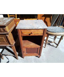 CHEVET EN BOIS PLATEAU  DE MARBRE 