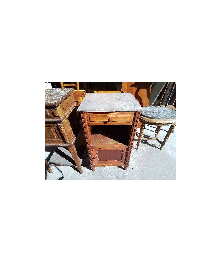 CHEVET EN BOIS PLATEAU  DE MARBRE 