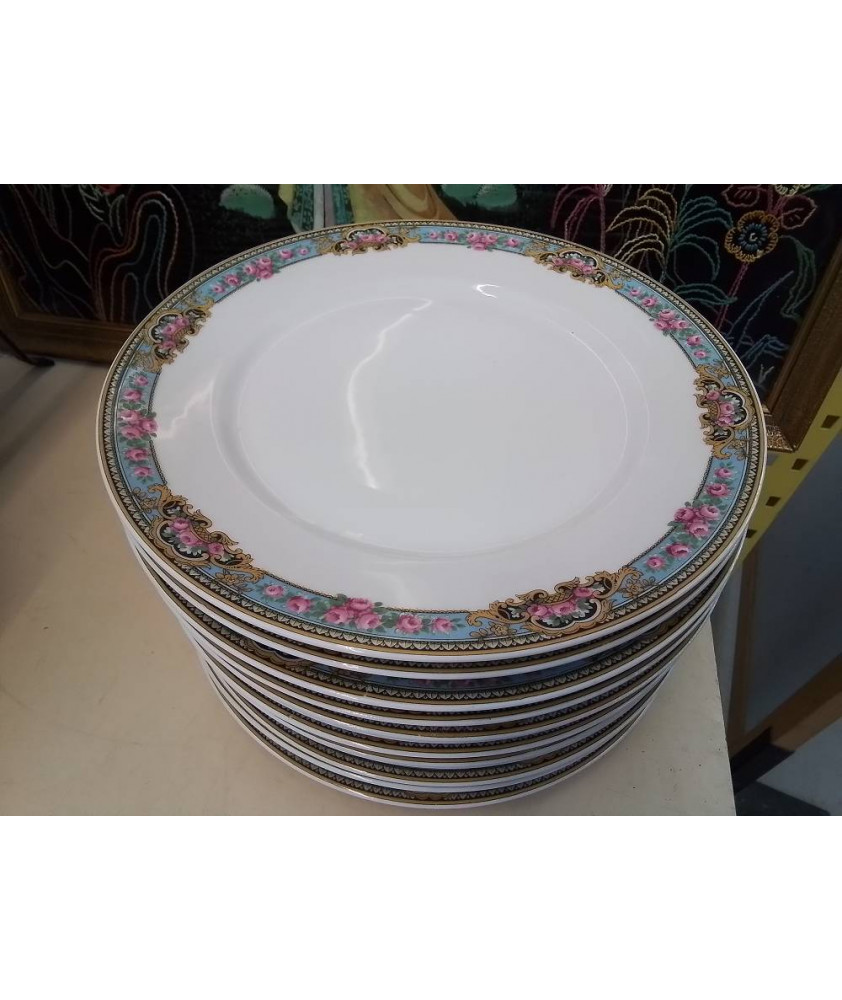 LOT D\'ASSIETES PLATES PORCELAINE MOTIF FLORAL