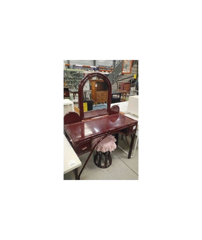 COIFFEUSE ROTIN + TABOURET 