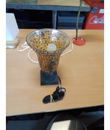 LAMPE VERRE CLOISONNE TEINTE SOCLE CÉRAMIQUE 