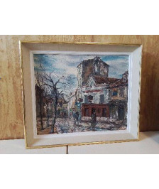 PEINTURE A L’HUILE ’ MONTMARTRE EN HIVER’