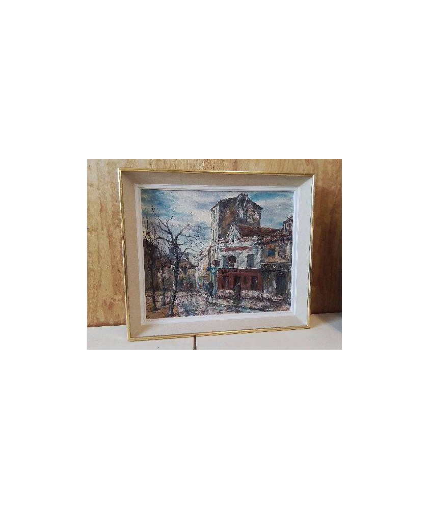PEINTURE A L’HUILE ’ MONTMARTRE EN HIVER’