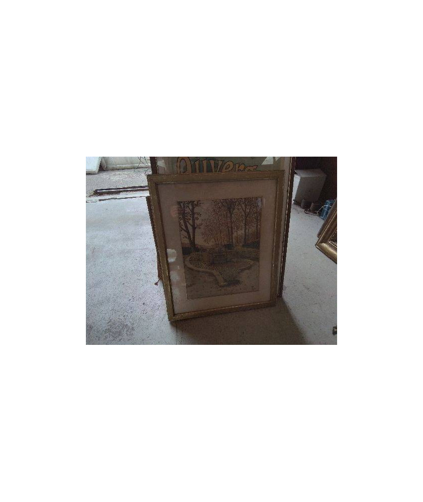 AQUARELLE ’FONTAINE DANS UN PARC’