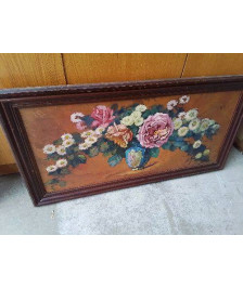 PEINTURE SUR BOIS ’ BOUQUET DE FLEURS’
