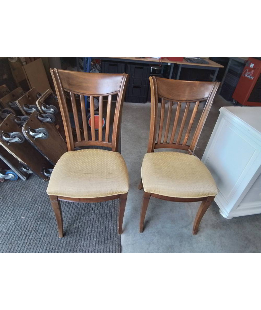 PAIRE DE CHAISES BOIS ASSISE TISSU JAUNE 