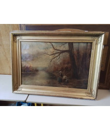 PEINTURE SUR TOILE ’ SCENE PASTORALE’