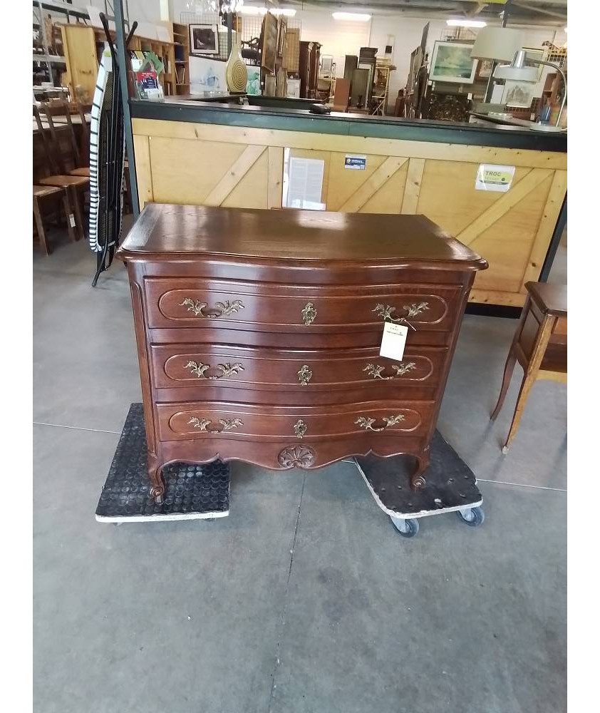 COMMODE GALBEE 3 TIROIRS CHENE  FERRURES BRONZE STYLE LOUIS XV