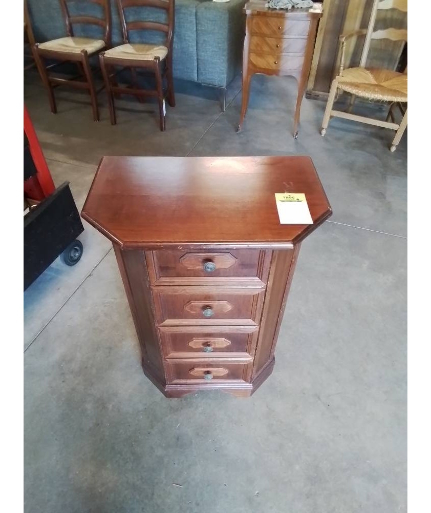 CHIFFONNIER BOIS  A PANS COUPES  4 TIROIRS