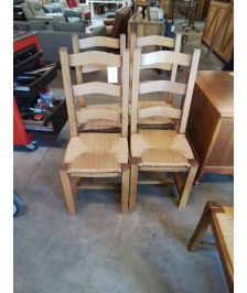 4 CHAISES CHÊNE CLAIR DOSSIER 3 BARREAUX CINTRES