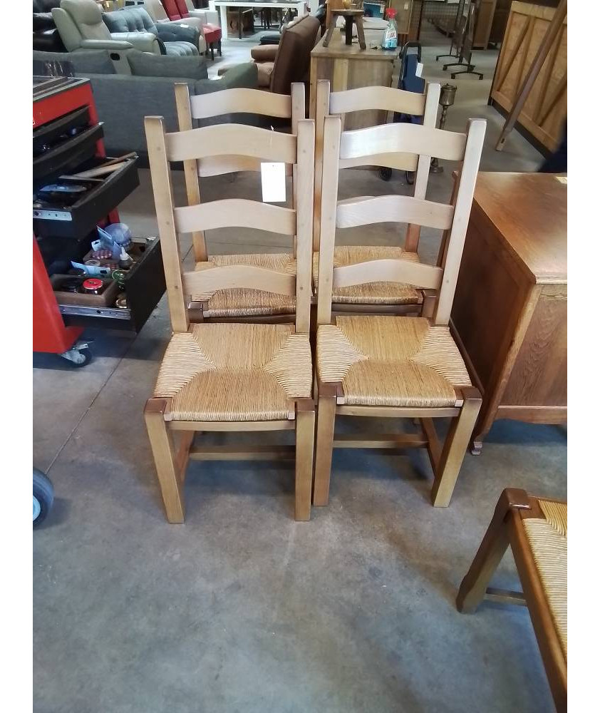 4 CHAISES CHÊNE CLAIR DOSSIER 3 BARREAUX CINTRES