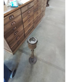 CENDRIER SUR PIED BOIS ET MÉTAL ANNÉES 60