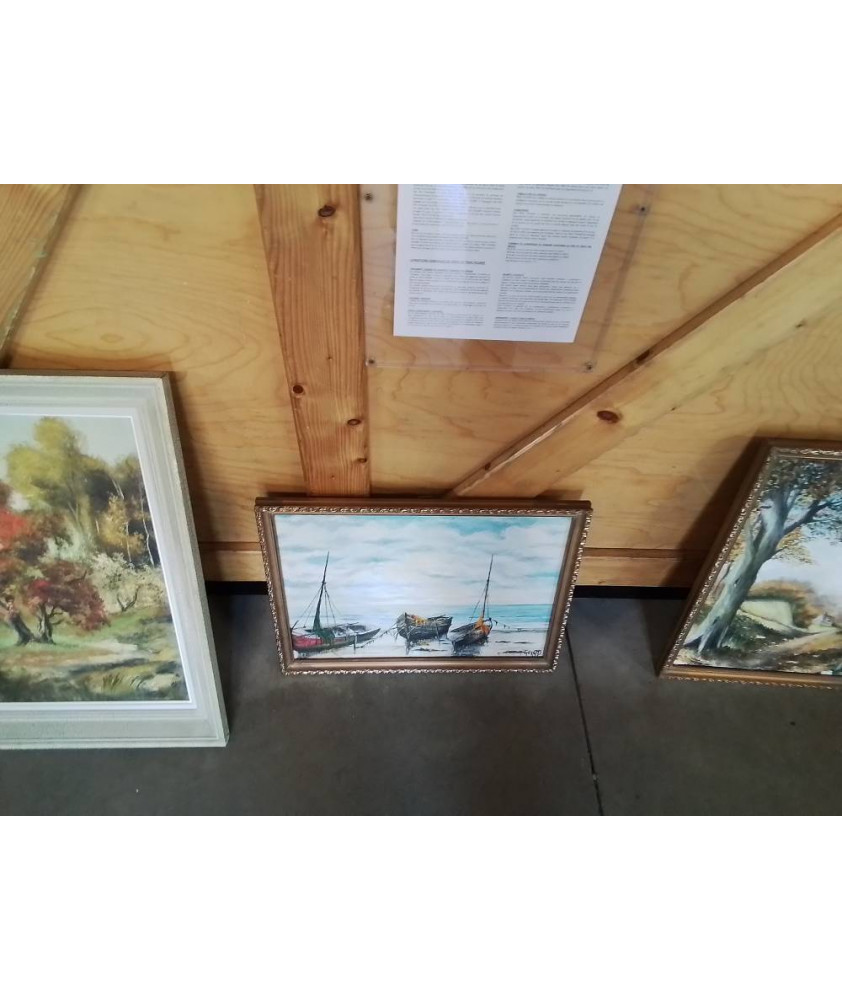 HUILE SUR TOILE BARQUES 46X34