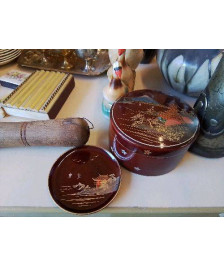 BOITE DESSOUS DE VERRE DECORÉ ASIATIQUE 