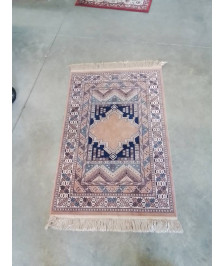 TAPIS LAINE ET SOIE ORANGE BLEU 69X103