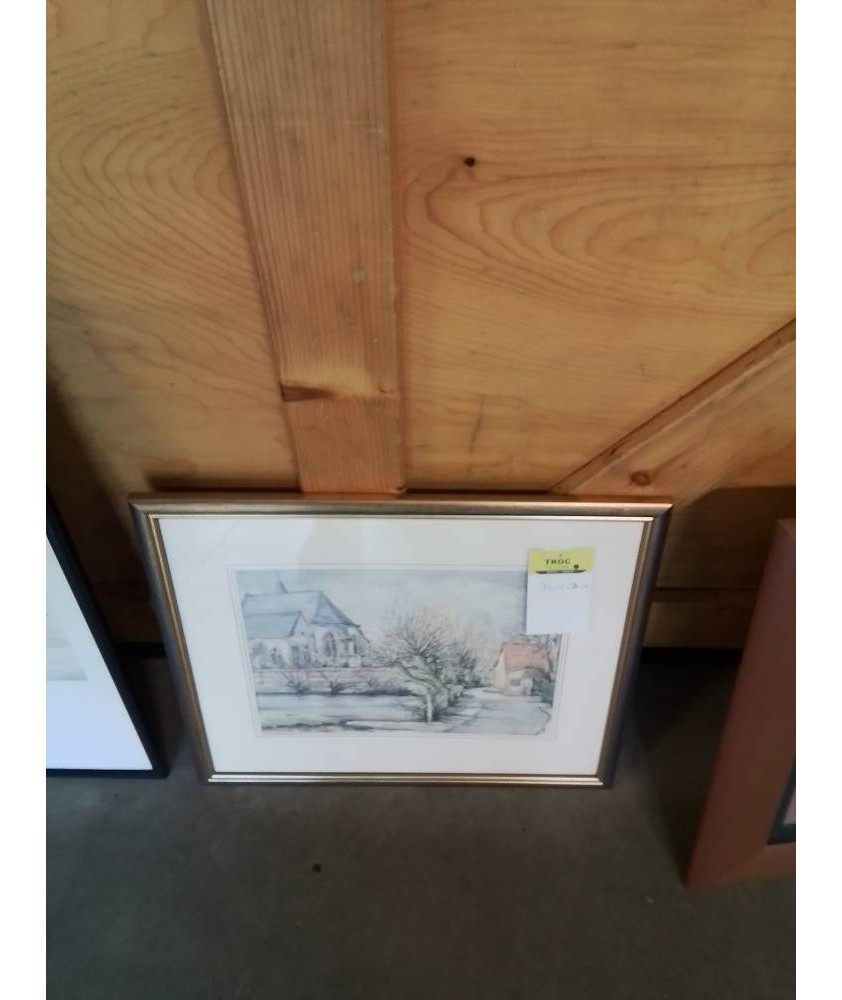 AQUARELLE BIVILLE LA MARE PIERRE  LARCHEVEQUE 32X23