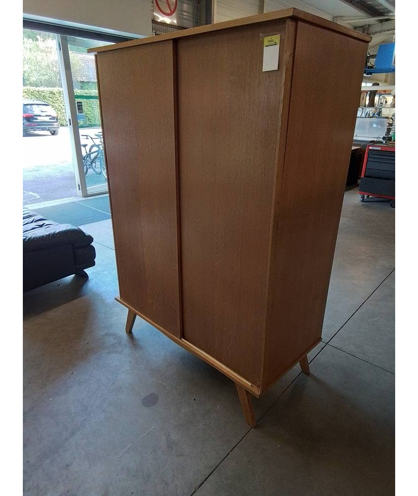 ARMOIRE PENDERIE ANNEE 60 CHÊNE CLAIR 2 PORTES COULISSANTES 