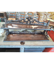 ÉTAGÈRE MURALE BOIS ÉCHANCRÉ 2 TABLETTES FIN XIXE 