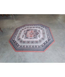 TAPIS OCTOGONAL ECRU NOIR VERT 173 CM