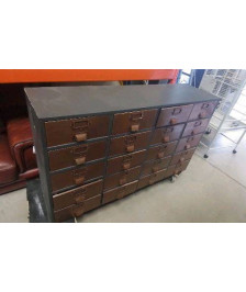 MEUBLE FER INDUSTRIEL 20 TIROIRS 140X38X82