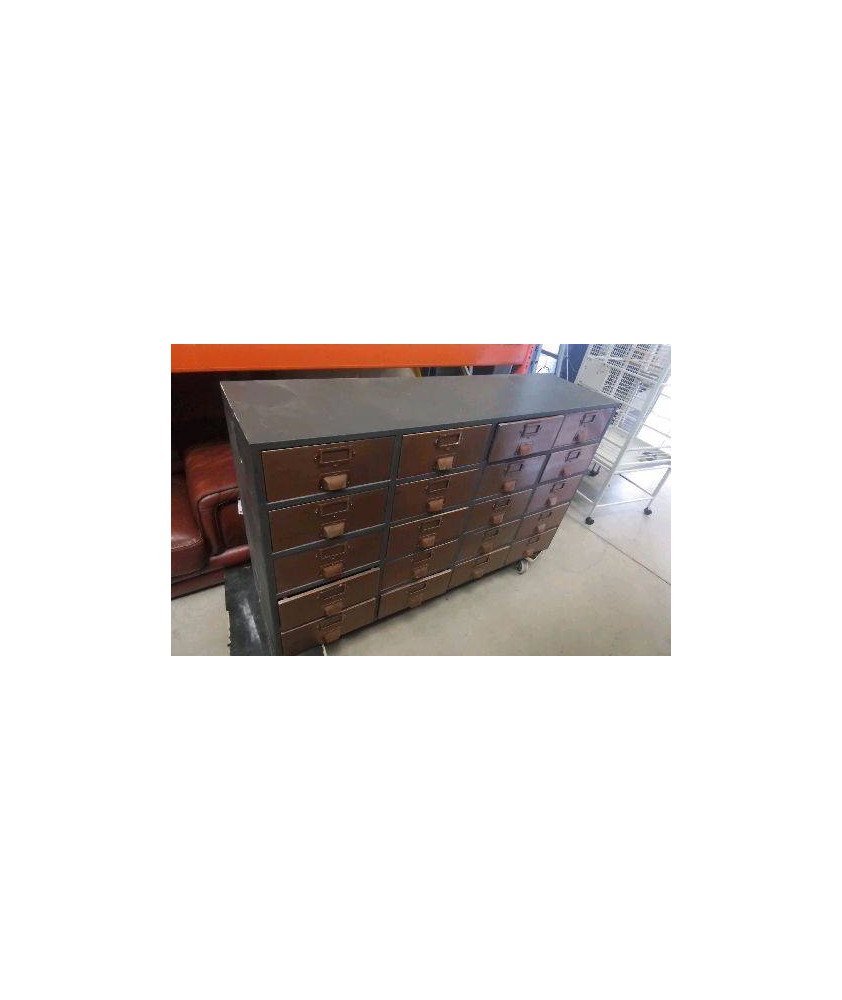 MEUBLE FER INDUSTRIEL 20 TIROIRS 140X38X82