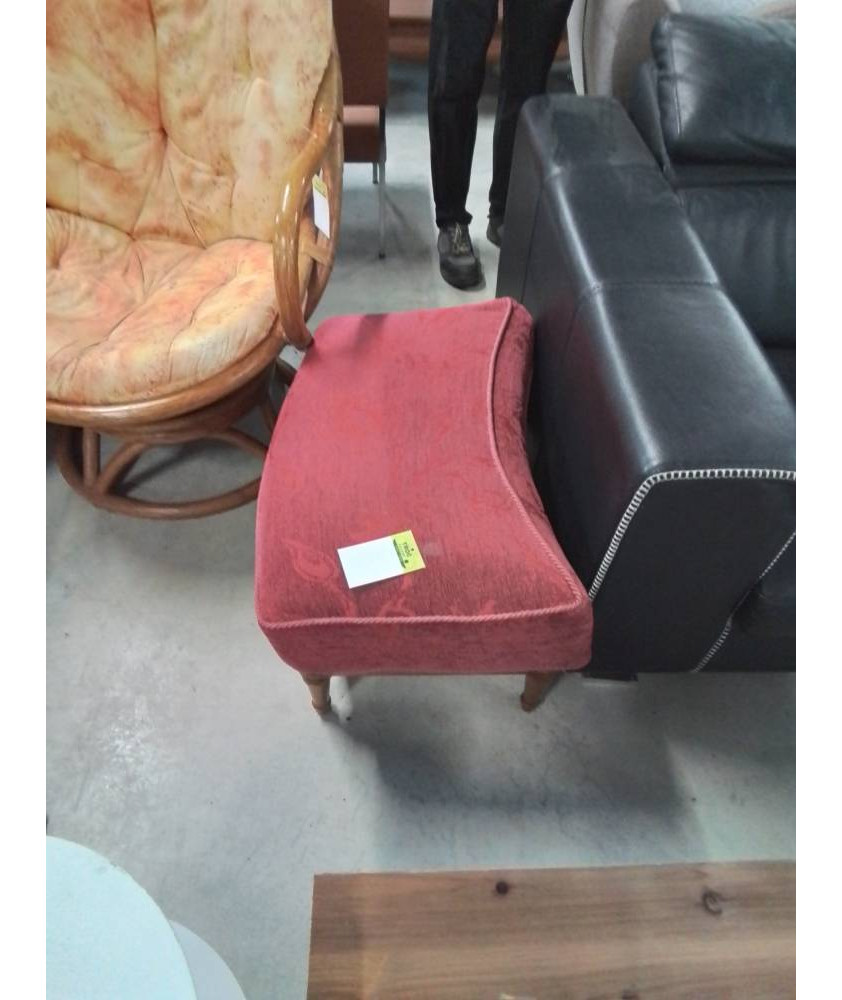 POUF BOIS MOULURÉ STYLE DIRECTOIRE VELOURS ROUGE