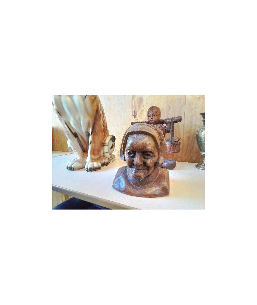 SCULPTURE VISAGE EN BOIS 