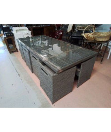 SALON DE JARDIN PLATEAU EN VERRE 