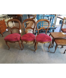 CHAISE LOUIS PHILIPPE ACAJOU VELOURS ROUGE 