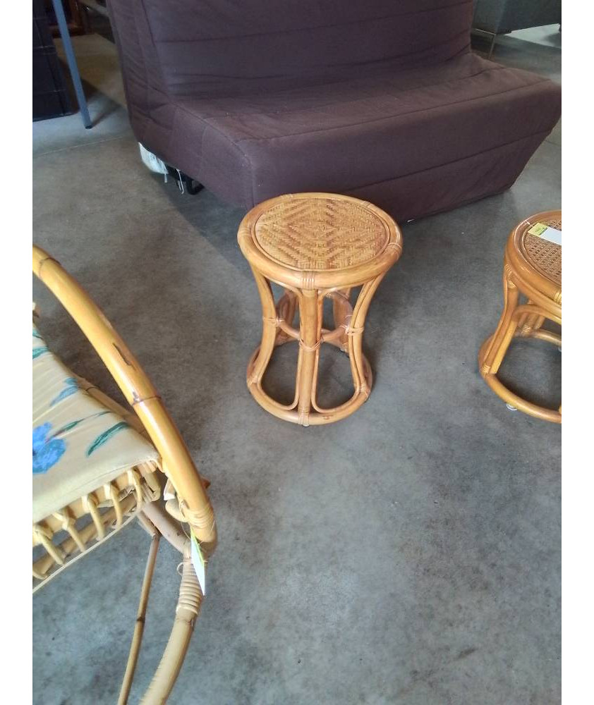 TABLE BASSE RONDE ROTIN ET VANNERIE 