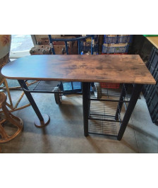 TABLE DE CUISINE BOIS ET MÉTAL NOIR