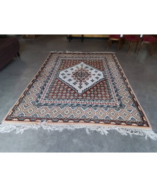 TAPIS FAIT MAIN OCRE ECRU NOIR 203X269