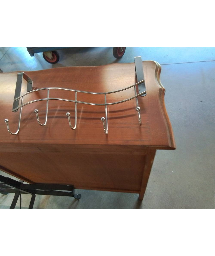 PORTE MANTEAU DE PORTE MÉTAL CHROMÉ 5 PATÈRES 