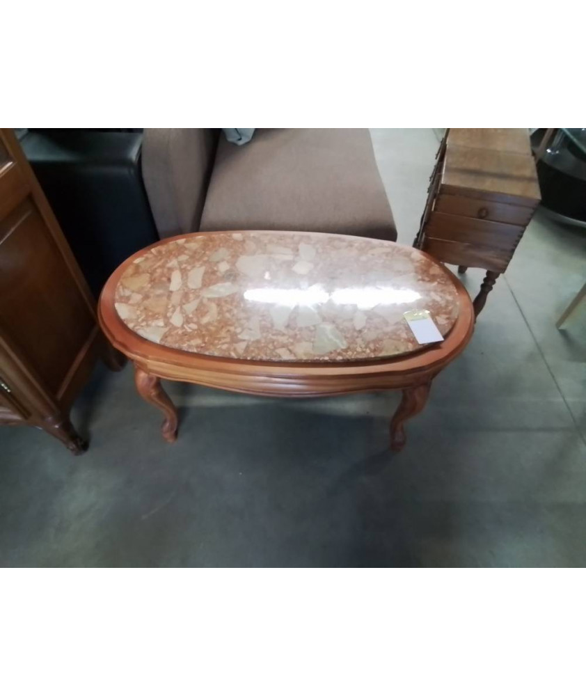 TABLE BASSE OVALE STYLE RÉGENCE PLATEAU MARBRE