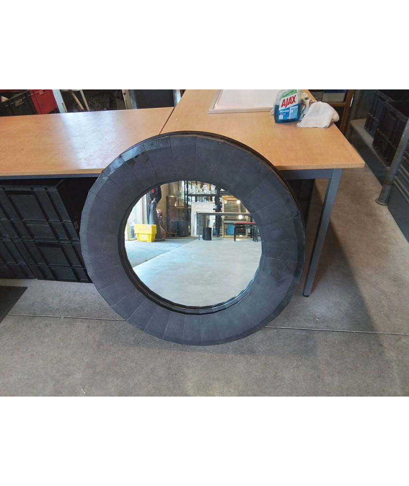 MIROIR ROND METAL NOIR 88 CM