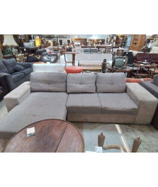 CANAPÉ D’ANGLE CONVERTBLE AVEC COFFRET TISSUS GRIS