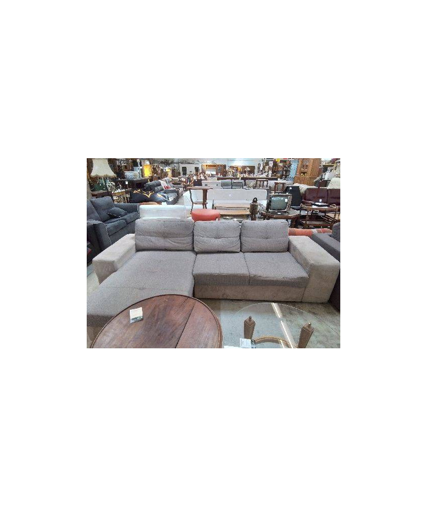 CANAPÉ D’ANGLE CONVERTBLE AVEC COFFRET TISSUS GRIS