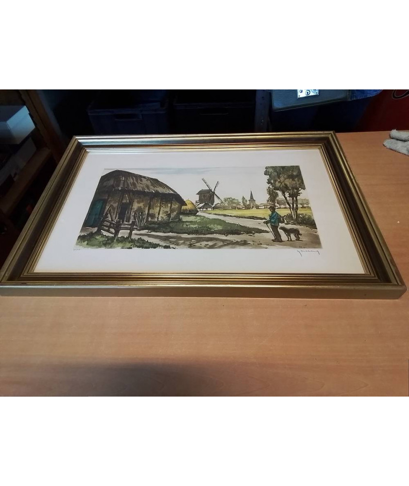 LITHOGRAPHIE NUMEROTEE PAYSAGE AU MOULIN ROGER HEBBELINCK -1912 1987-