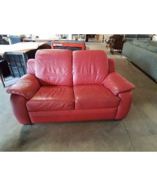 CANAPÉ 2 PLACES CUIR ROUGE