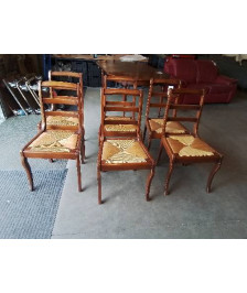 6 CHAISES BOIS PAILLÉ STYLE RESTAURATION 