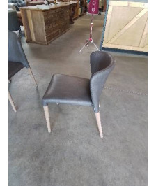 4 CHAISES KAROL ALF DAFRE ITALIE ASSISE ET DOSSIER CUIR TAUPE PIEDS BOIS CLAIR 