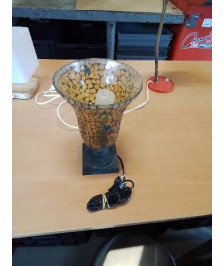 LAMPE VERRE CLOISONNE TEINTE SOCLE CÉRAMIQUE 