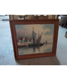 PEINTURE SUR TOILE ’ VOILIER PRES DE LA CÔTE’