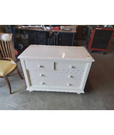 COMMODE BOIS LAQUÉ BLANC 4 TIROIRS 