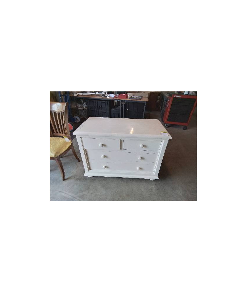COMMODE BOIS LAQUÉ BLANC 4 TIROIRS 