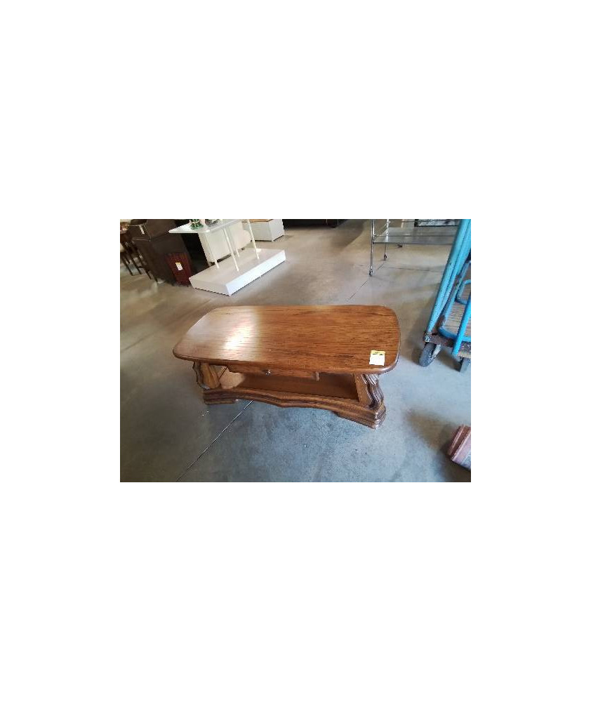 TABLE BASSE RECTANGULAIRE A COLONNES 1 TIROIR STYLE REGENCE 