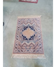 TAPIS LAINE ET SOIE ORANGE BLEU 69X103