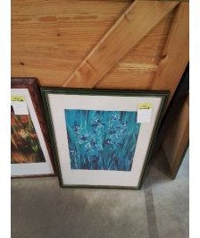 LITHOGRAPHIE NUMÉROTÉE FLEURS BLEUES PATRICK WARAVKA  1942 35X42