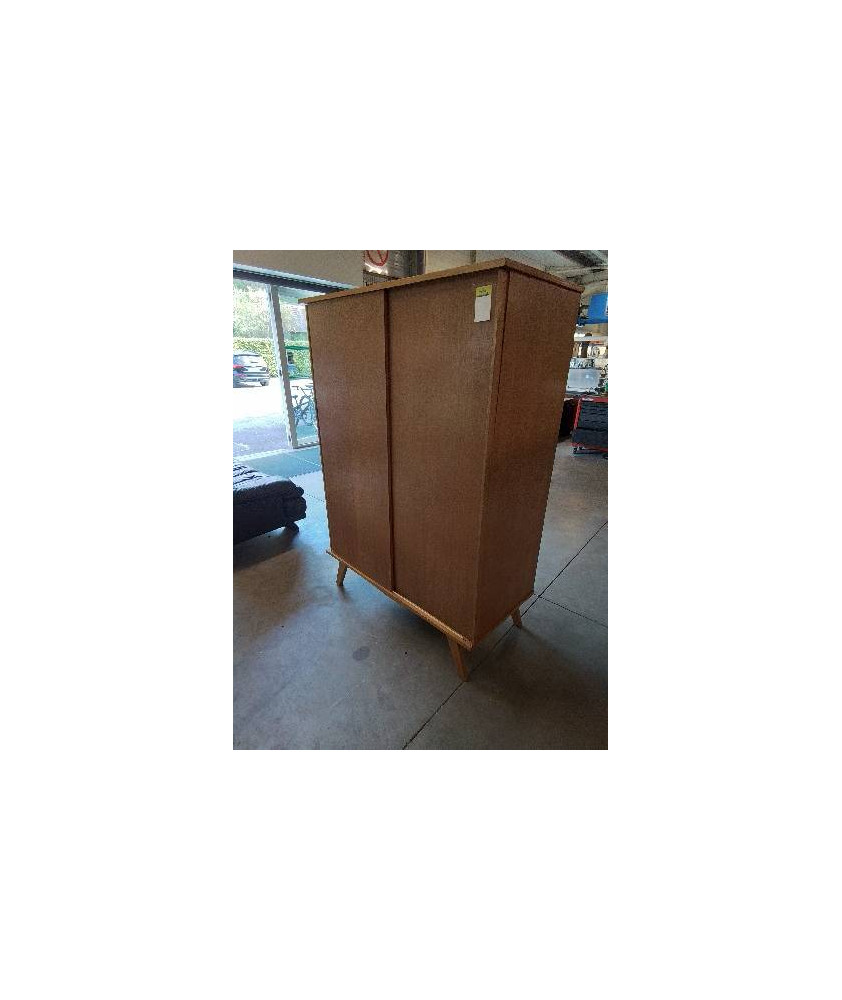 ARMOIRE PENDERIE ANNEE 60 CHÊNE CLAIR 2 PORTES COULISSANTES 